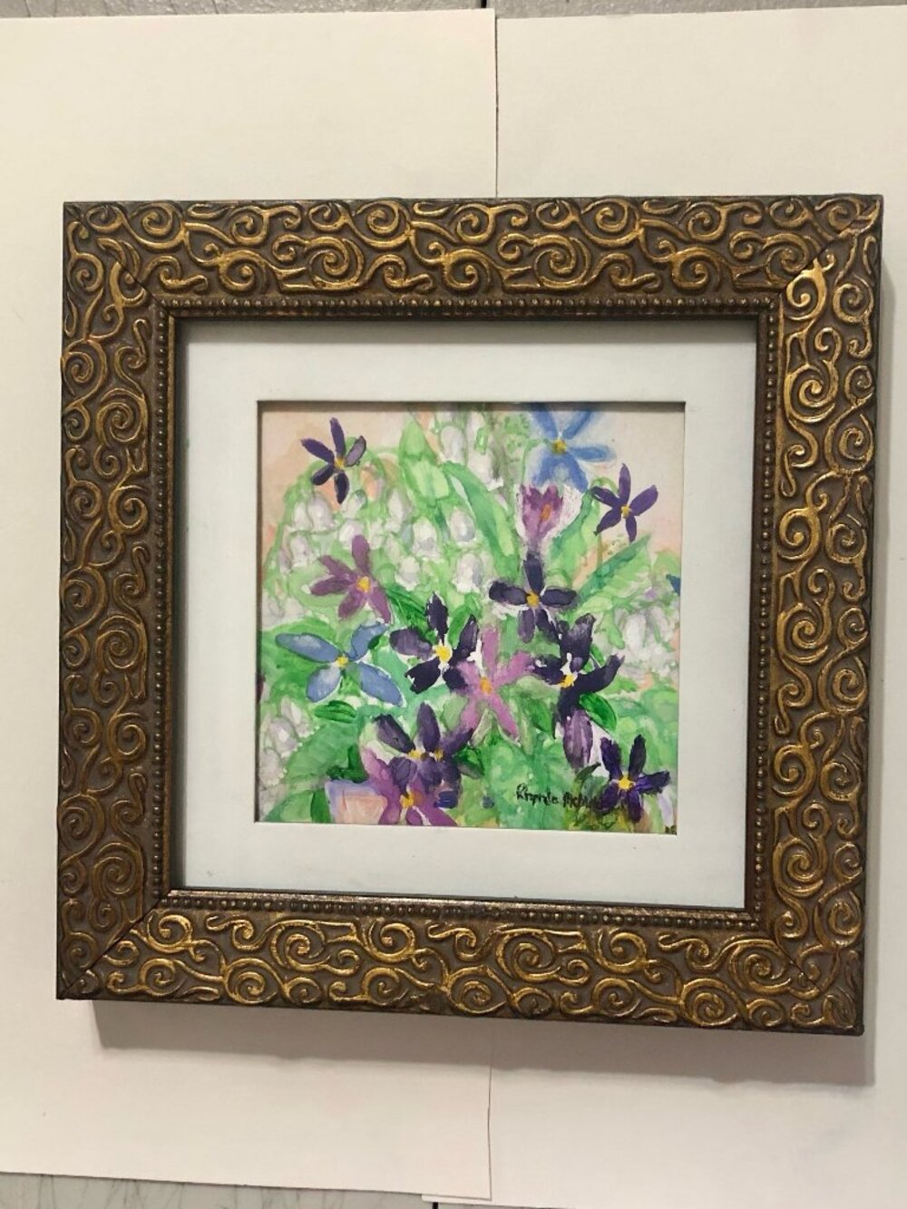 Watercolor Violet Framed Painting